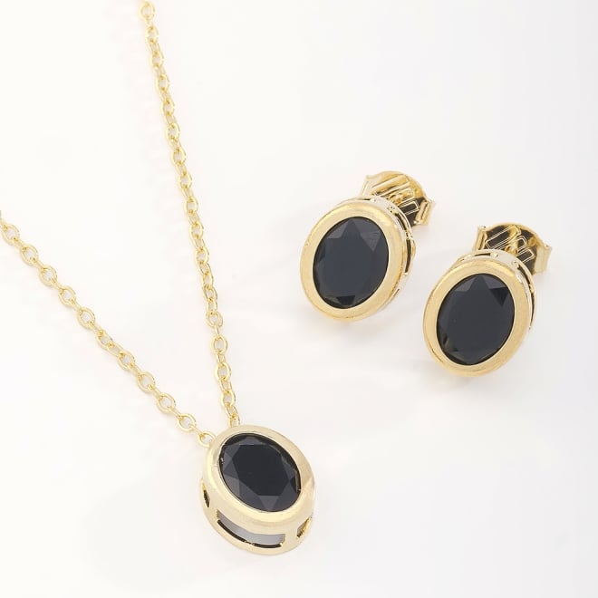 CJ-00309-CONJUNTO BANHADO A OURO 18K COM PEDRA OVAL LAPIDADA