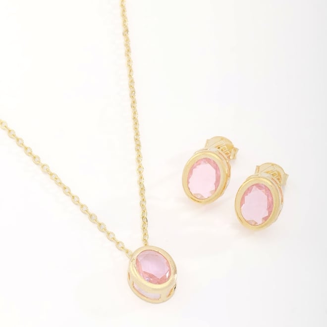 CJ-00309-CONJUNTO BANHADO A OURO 18K COM PEDRA OVAL LAPIDADA