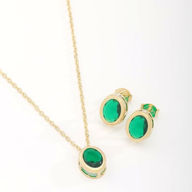 CJ-00309-CONJUNTO BANHADO A OURO 18K COM PEDRA OVAL LAPIDADA