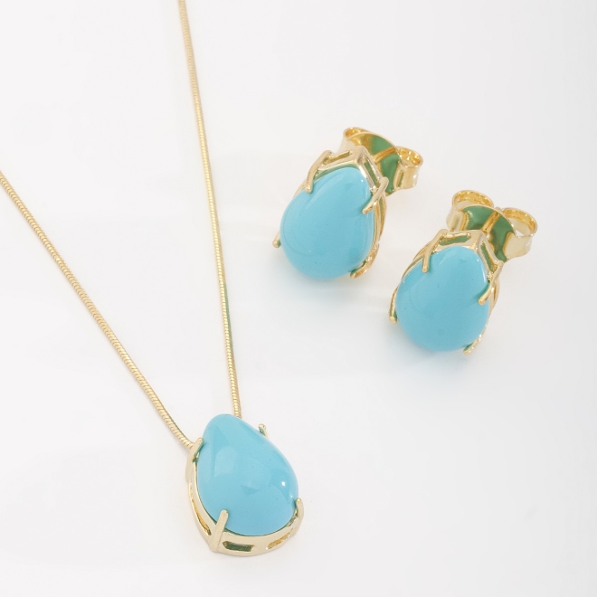 CJ-00317 CONJUNTO COM PEDRAS EM FORMATO DE GOTA