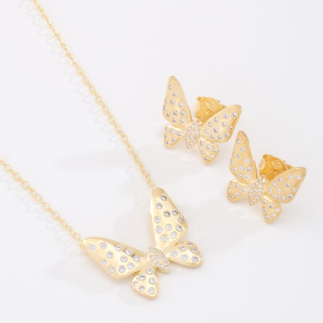 CJ-00393 CONJUNTO BANHADO A OURO 18K COM DESIGN DE BORBOLETA