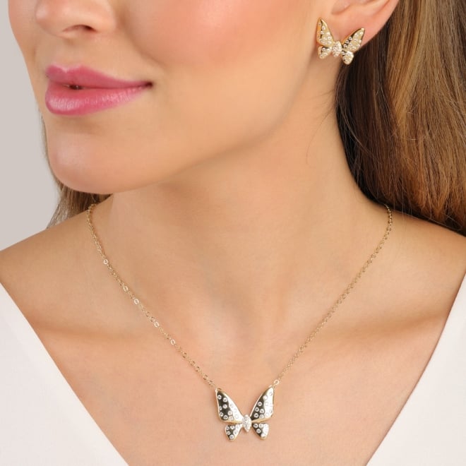 CJ-00393 CONJUNTO BANHADO A OURO 18K COM DESIGN DE BORBOLETA