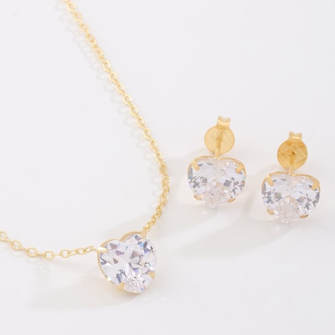 CJ-00423-CONJUNTO CORAÇÃO COM ZIRCÔNIA CRISTAL