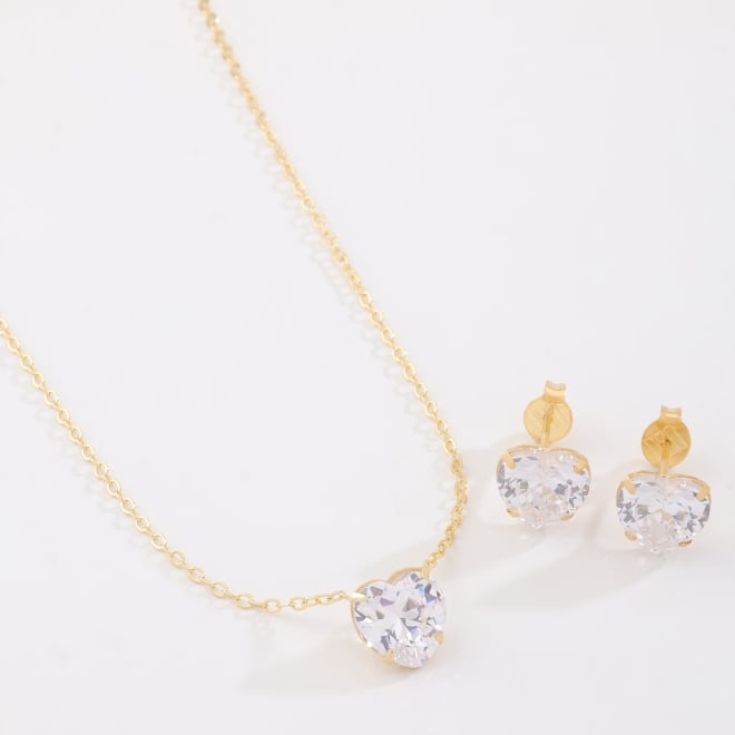 CJ-00423-CONJUNTO CORAÇÃO COM ZIRCÔNIA CRISTAL