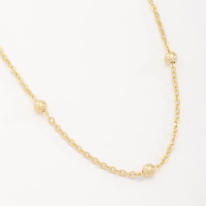CR-00203 CORRENTE BANHADA A OURO 18K COM ELOS CADEADOS INTERCALADOS COM ESFERAS POLIDAS