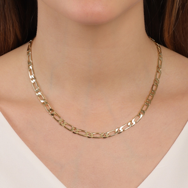 CR-00210 COLAR BANHADO A OURO 18K COM CORRENTE ELO GRUMET 1X1