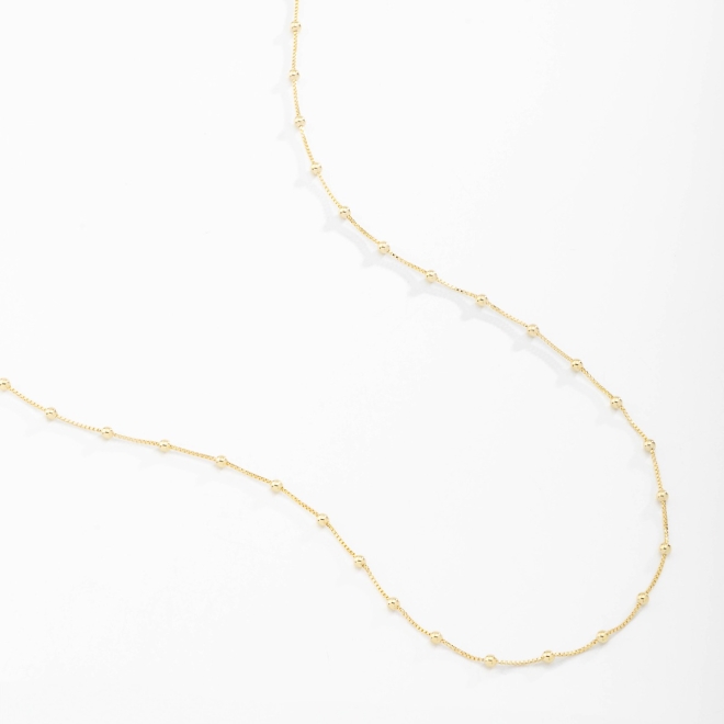CR-00248 CORRENTE BANHADA A OURO 18K COM MALHA VENEZIANA E MINI ESFERAS