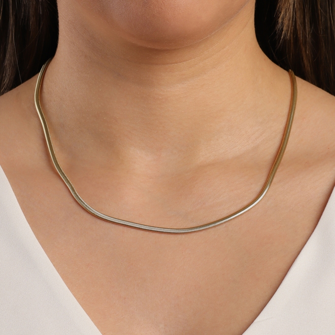 CR-00269 COLAR BANHADO A OURO 18K COM CORRENTE MALHA SNAKE