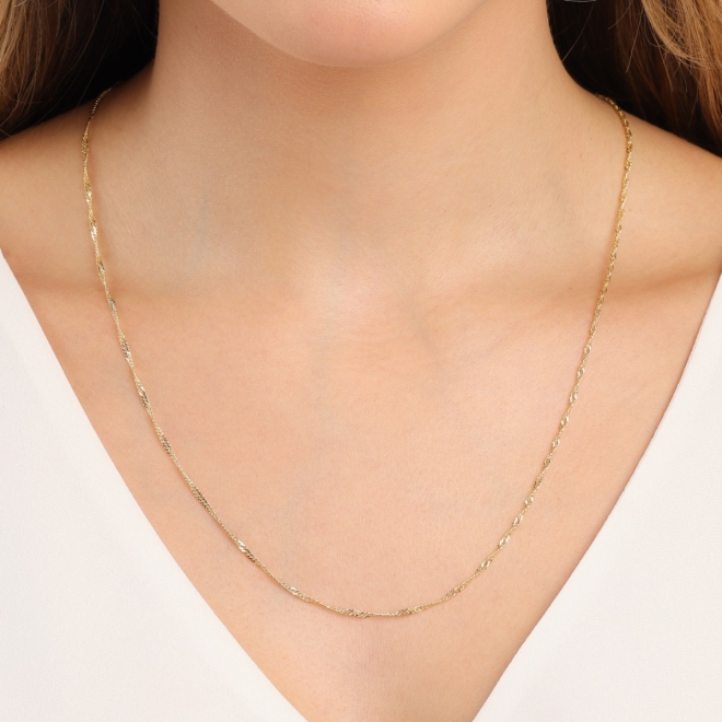 CR-00335 COLAR BANHADO A OURO 18K COM CORRENTE SINGAPURA