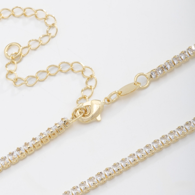 CX-0013 CHOKER BANHADA A OURO 18K COM FILEIRA DE ZIRCÔNIAS CRAVEJADAS