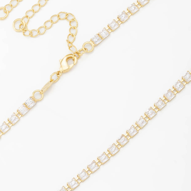 CX-0032 CHOKER COM ZIRCÔNIAS LAPIDADAS EM FORMA RETANGULAR