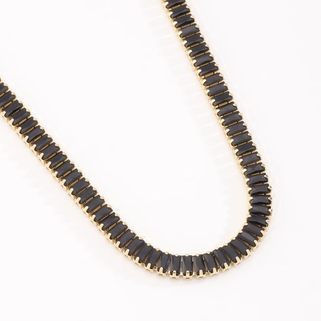 CX-0033 CHOKER BANHADO A OURO 18K COM ZIRCÔNIAS BAGUETE