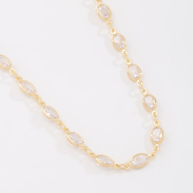 CX-0044 CHOKER BANHADA A OURO 18K COM ZIRCÔNIAS OVAIS LAPIDADAS