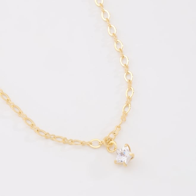 GI-00014-GARGANTILHA INFANTIL COM PINGENTE DE ESTRELA E ZIRCÔNIA CRISTAL