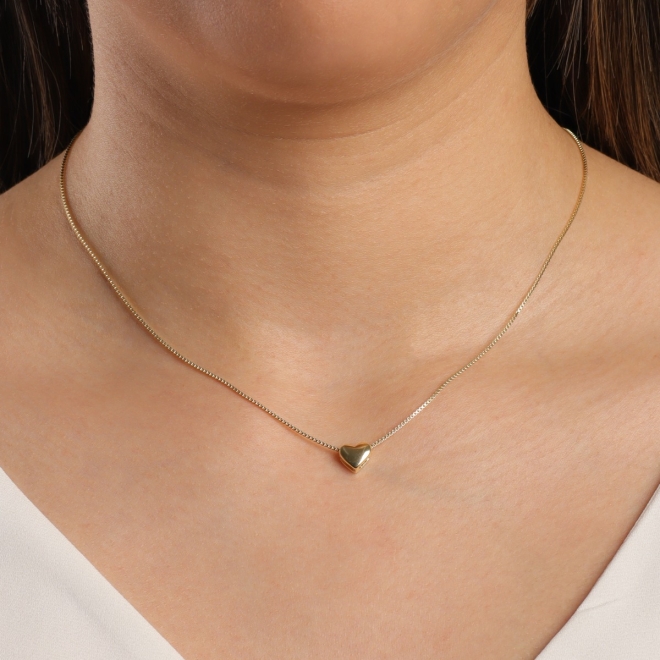 GR-00020 COLAR BANHADO A OURO 18K COM CORRENTE VENEZIANA E PINGENTE DE CORAÇÃO LISO