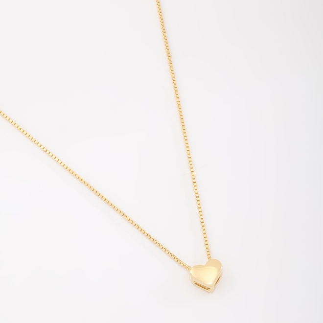 GR-00020 COLAR BANHADO A OURO 18K COM CORRENTE VENEZIANA E PINGENTE DE CORAÇÃO LISO