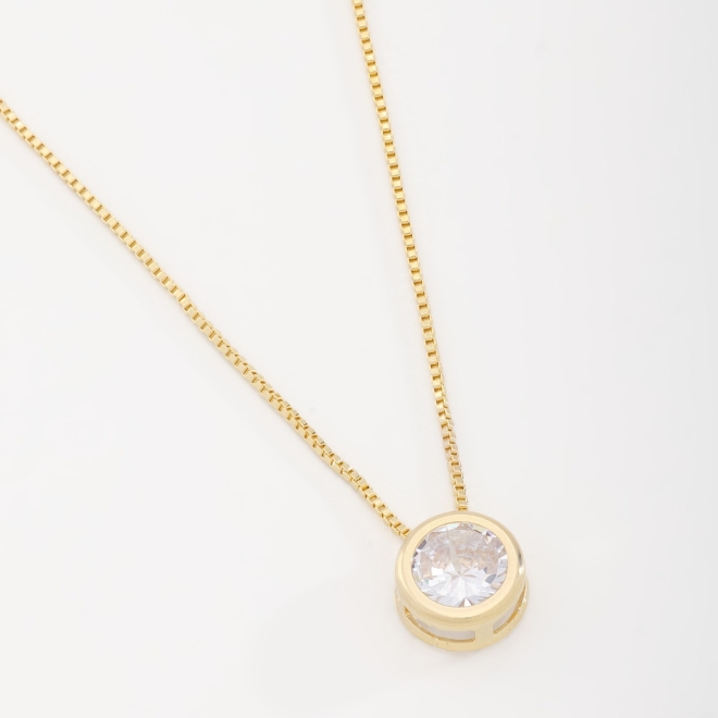 GR-00028 COLAR BANHADO A OURO 18K COM CORRENTE VENEZIANA E PINGENTE DE ZIRCÔNIA