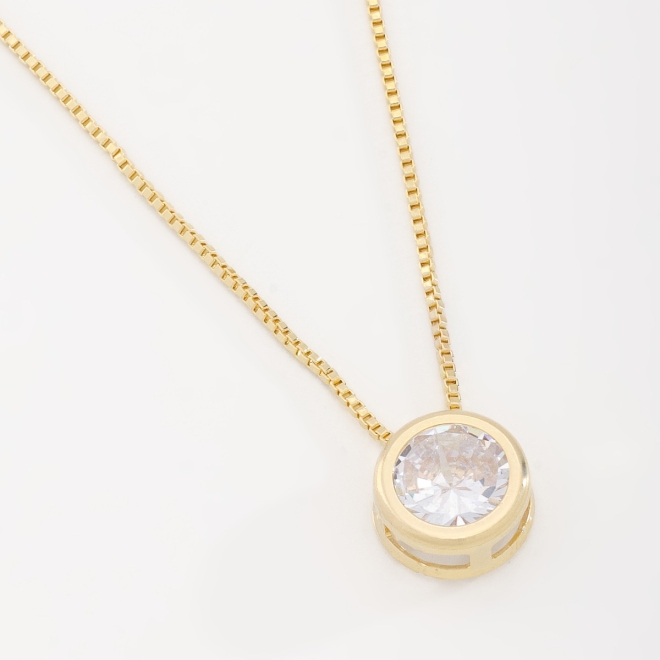 GR-00028 COLAR BANHADO A OURO 18K COM CORRENTE VENEZIANA E PINGENTE DE ZIRCÔNIA