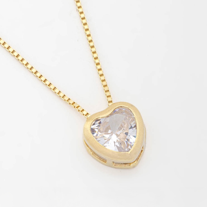 GR-00026 COLAR BANHADO A OURO 18K COM PINGENTE  DE CORAÇÃO
