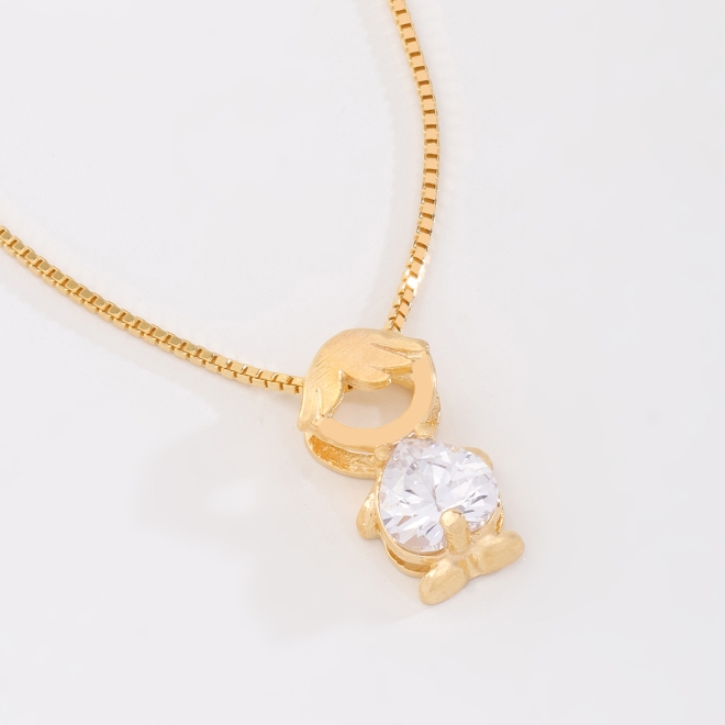 GR-00097 COLAR BANHADO A OURO 18K COM PINGENTE MENINO COM ZIRCÔNIA REDONDA