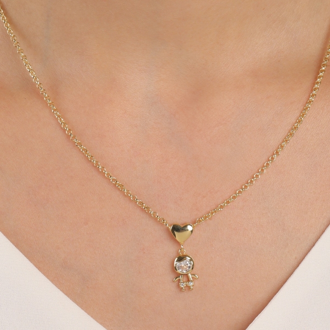 GR-00125 GARGANTILHA BANHADA A OURO 18K COM PINGENTE DE  MENINO