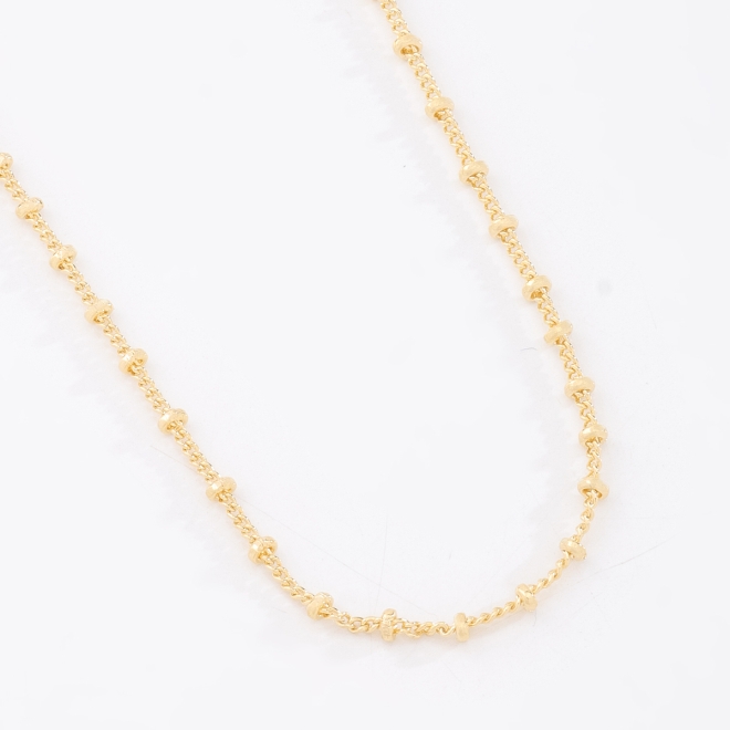 GR-00259 COLAR BANHADO A OURO 18K COM CORRENTE DELICADA EM ELOS INTERCALADOS E MICROESFERAS