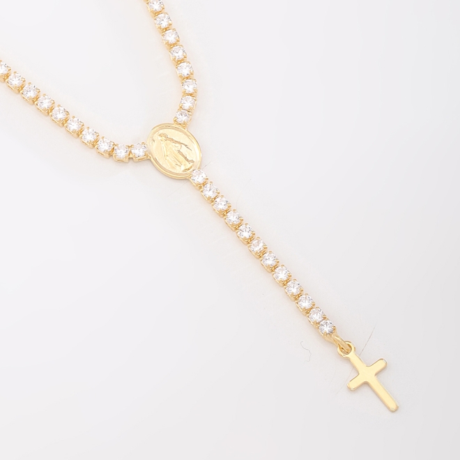GR-00326 GARGANTILHA BANHADA A OURO 18K CRAVEJADA EM ZIRCÔNIA
