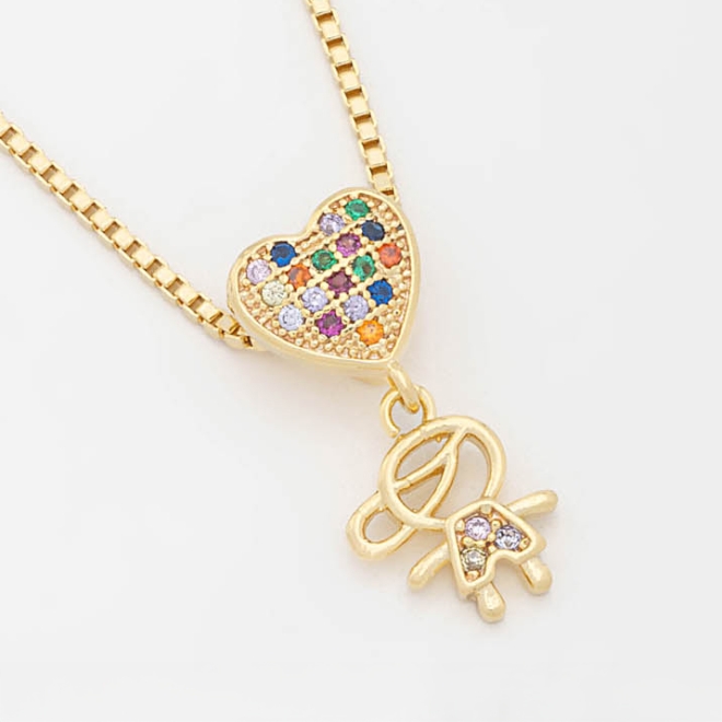 GR-00555 COLAR BANHADO A OURO 18K COM CORRENTE VENEZIANA E PINGENTE EM FORMATO DE CORAÇÃO