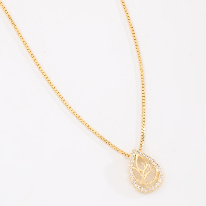 GR-00571-GARGANTILHA BANHADA A OURO 18K COM PINGENTE  DE GOTA