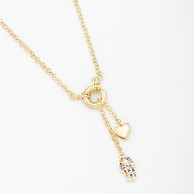 GR-00831 COLAR BANHADO A OURO 18K COM CORRENTE ESTILO GRAVATINHA