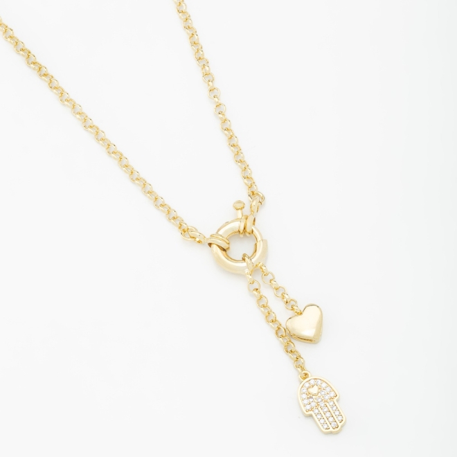 GR-00831 COLAR BANHADO A OURO 18K COM CORRENTE ESTILO GRAVATINHA