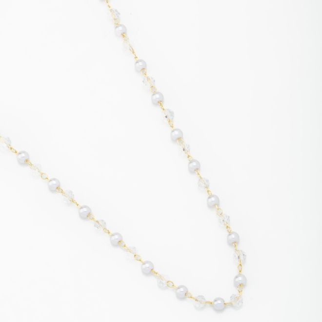 GR-00841 COLAR BANHADO A OURO 18K COM PÉROLAS INTERCALADAS EM CRISTAIS