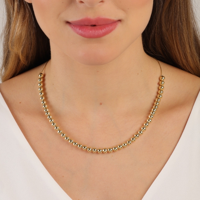 GR-00868 COLAR BANHADO A OURO 18K COM CORRENTE DELICADA E ESFERAS POLIDAS