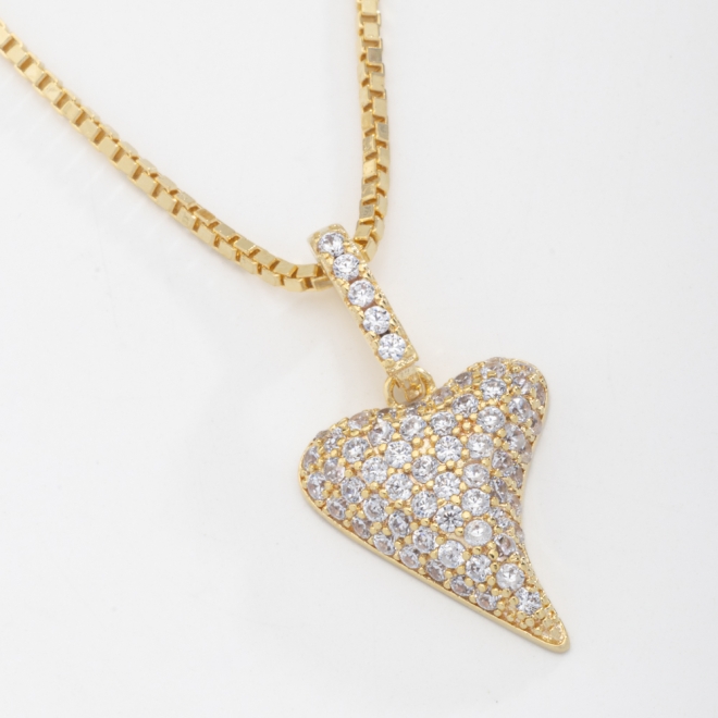 GR-00876 COLAR CORAÇÃO COM MICRO ZIRCÔNIA 