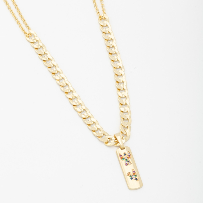 GR-00884 COLAR BANHADO A OURO 18K COM MIX DE CORRENTES ELO GRUMET E ELO PORTUGUÊS FINO