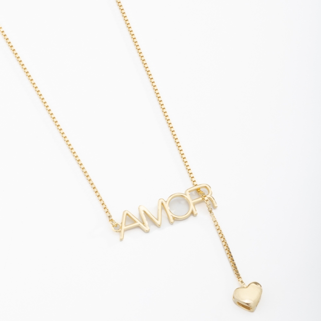 GR-00886 COLAR GRAVATINHA AMOR E CORAÇÃO
