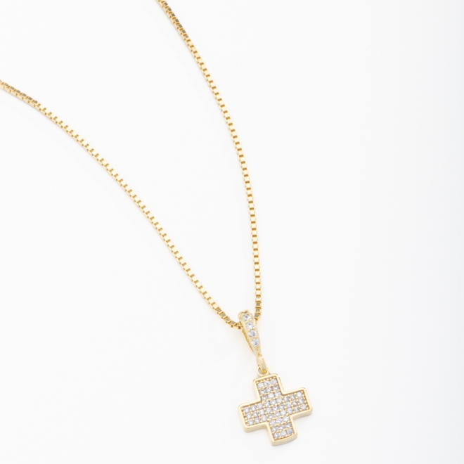 GR-00924 COLAR CRUZ COM MICRO ZIRCÔNIAS 