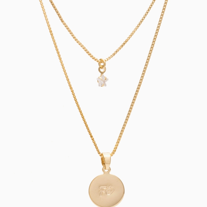 GR-00972 GARGANTILHA DUPLA FÉ E PONTO D LUZ