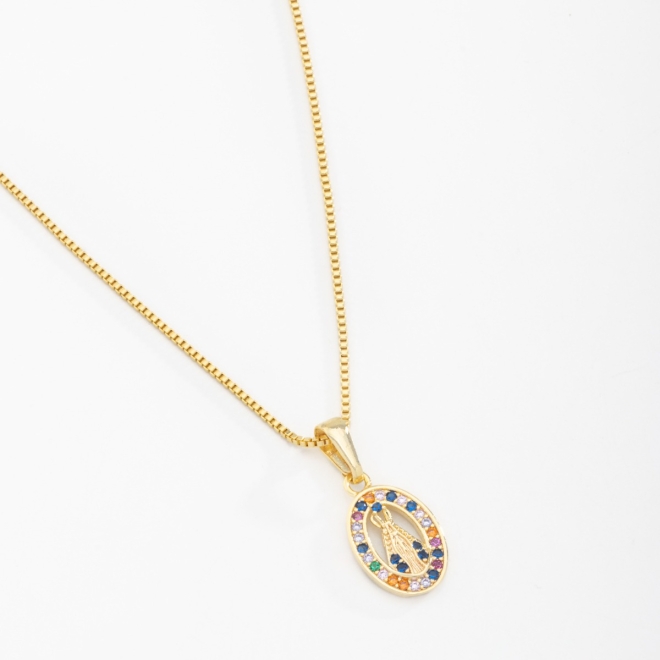 GR-01102 COLAR NOSSA SENHORA APARECIDA COM MICRO ZIRCÔNIAS
