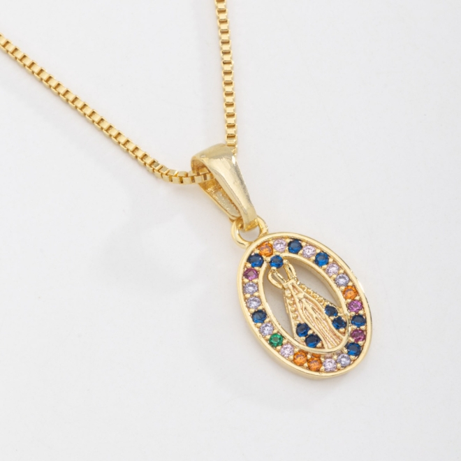 GR-01102 COLAR NOSSA SENHORA APARECIDA COM MICRO ZIRCÔNIAS