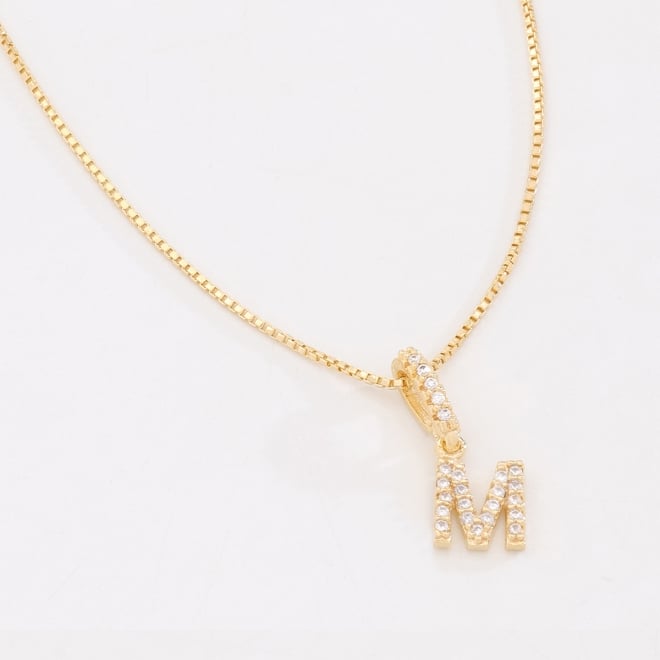 GR-01241-GARGANTILHA COM LETRA CRAVEJADA EM ZIRCÔNIAS