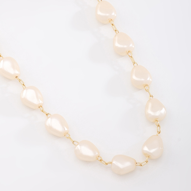 GR-01262 COLAR BANHADO A OURO 18K COM PÉROLAS IRREGULARES