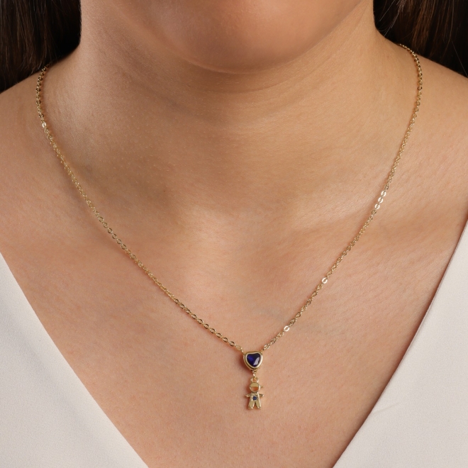 GR-01334 COLAR BANHADO A OURO 18K COM PINGENTE DE MENINO E DETALHE EM CORAÇÃO