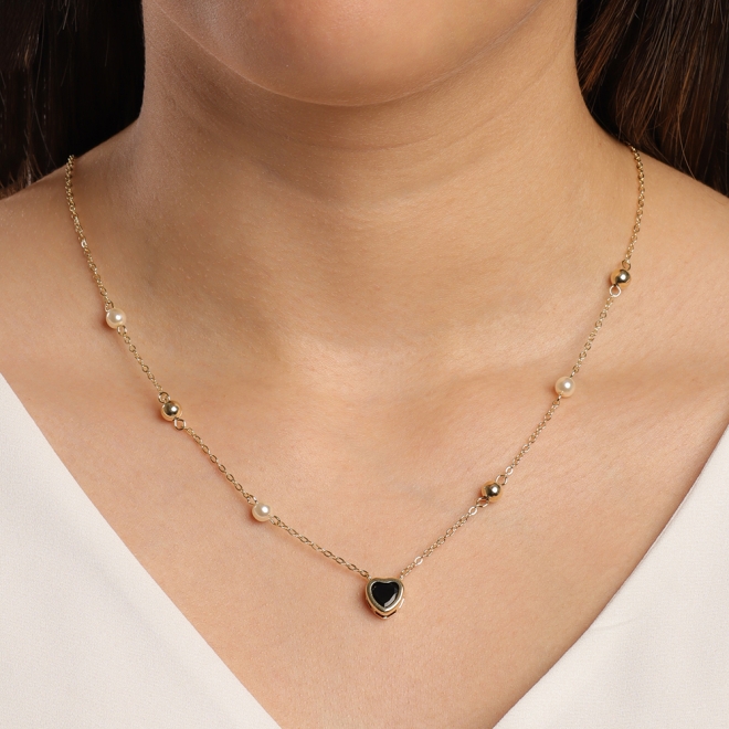 GR-01423 COLAR BANHADO A OURO 18K COM PINGENTE EM FORMATO DE CORAÇÃO