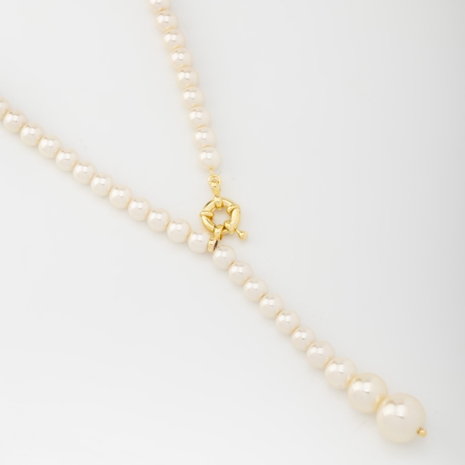 GR-01441 COLAR BANHADO A OURO 18K GRAVATA COM PÉROLAS E FECHO FRONTAL