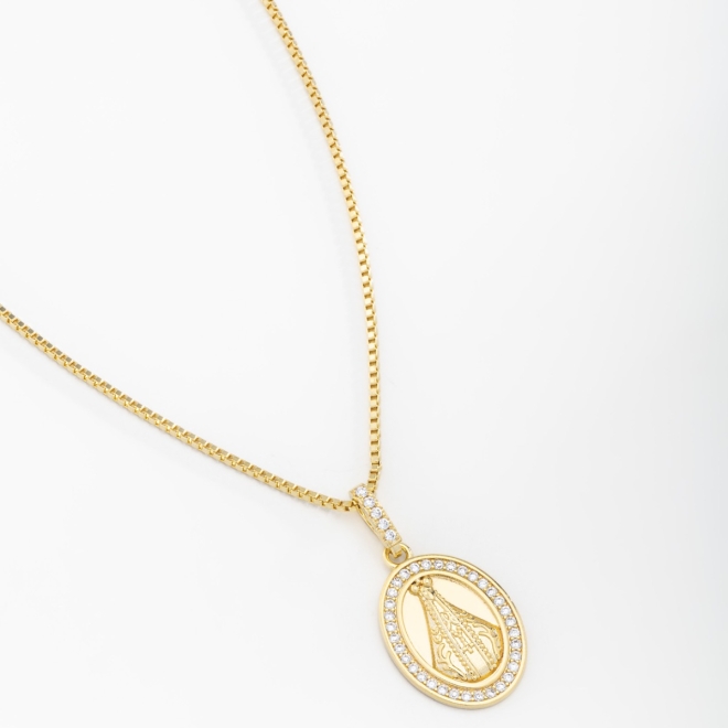 GR-01585 COLAR NOSSA SENHORA APARECIDA COM MICRO ZIRCÔNIAS 