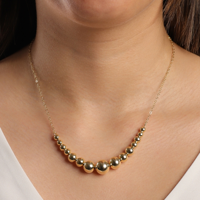 GR-01637 COLAR BANHADO A OURO 18K COM ESFERAS LISAS