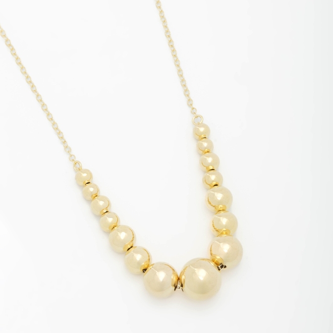 GR-01637 COLAR BANHADO A OURO 18K COM ESFERAS LISAS
