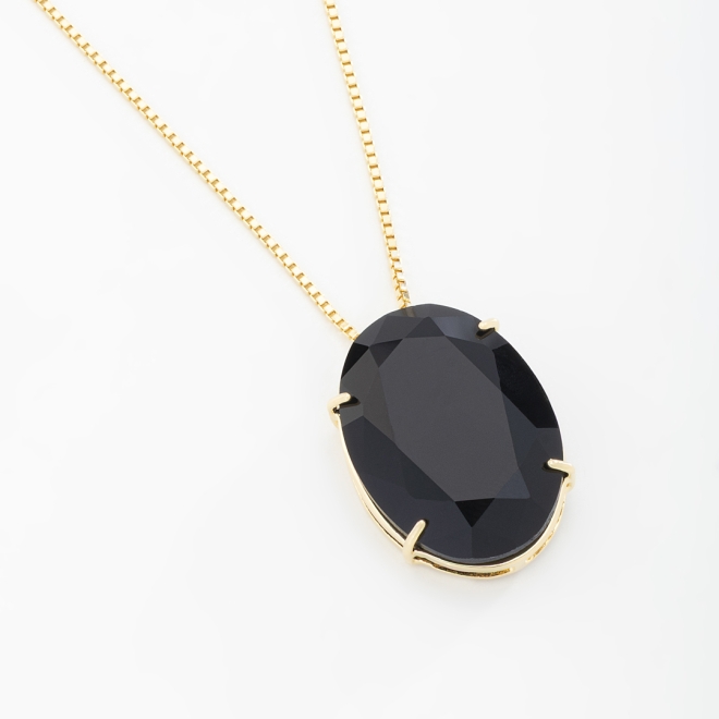 GR-01839 COLAR COM PEDRA OVAL LAPIDADA