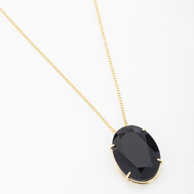GR-01839 COLAR COM PEDRA OVAL LAPIDADA